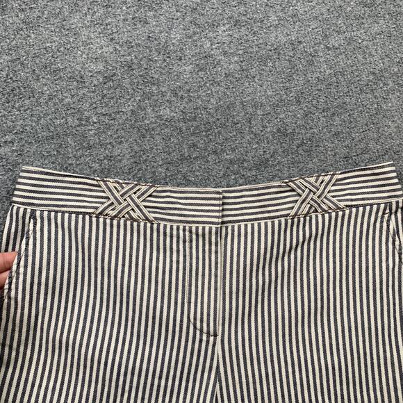 Tory Burch Shorts Womens 8 White Navy Sarah Jane Dover Pin Stripe Pockets Chino - Picture 4 of 13